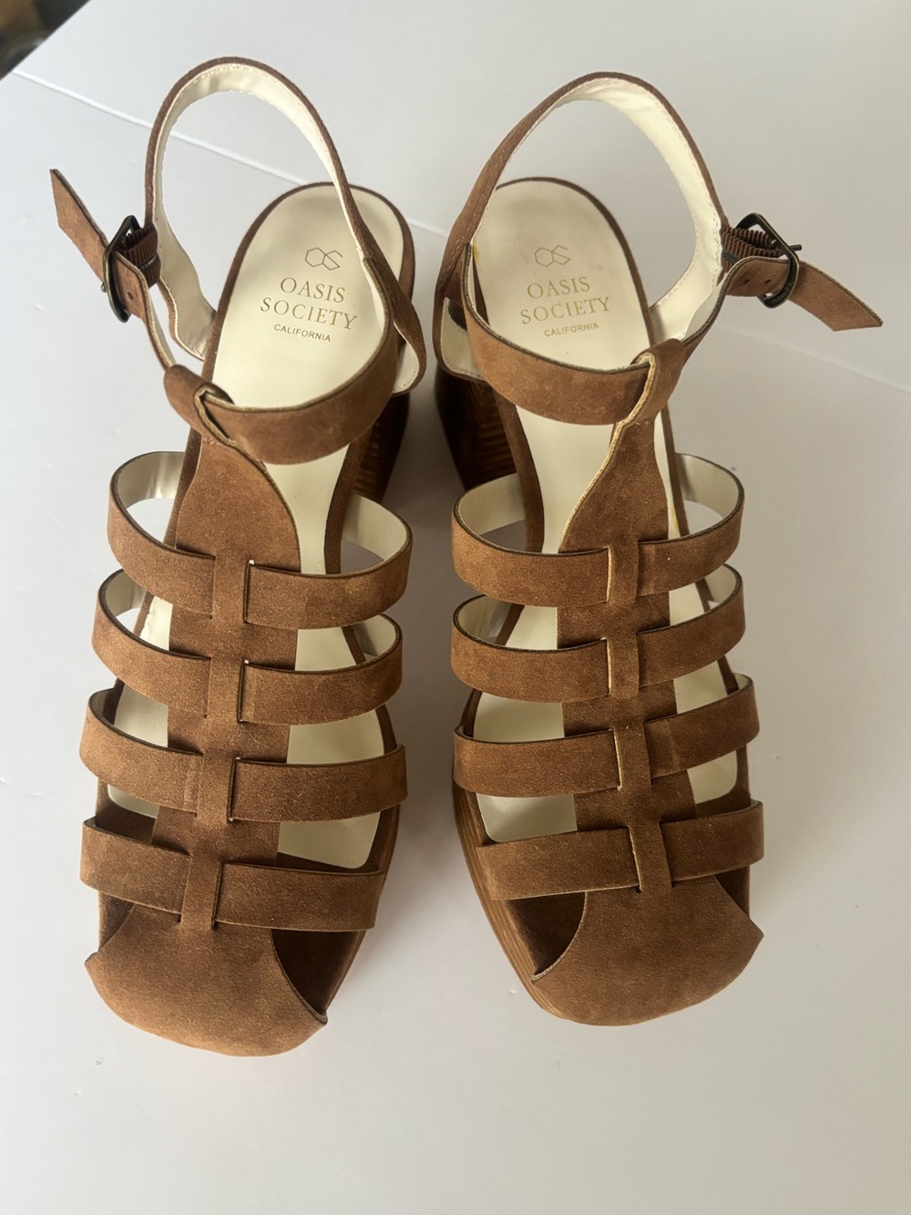 Y2K Chunky Women’s Brown Suede Strappy Platform Sandals - Picture 4 of 8